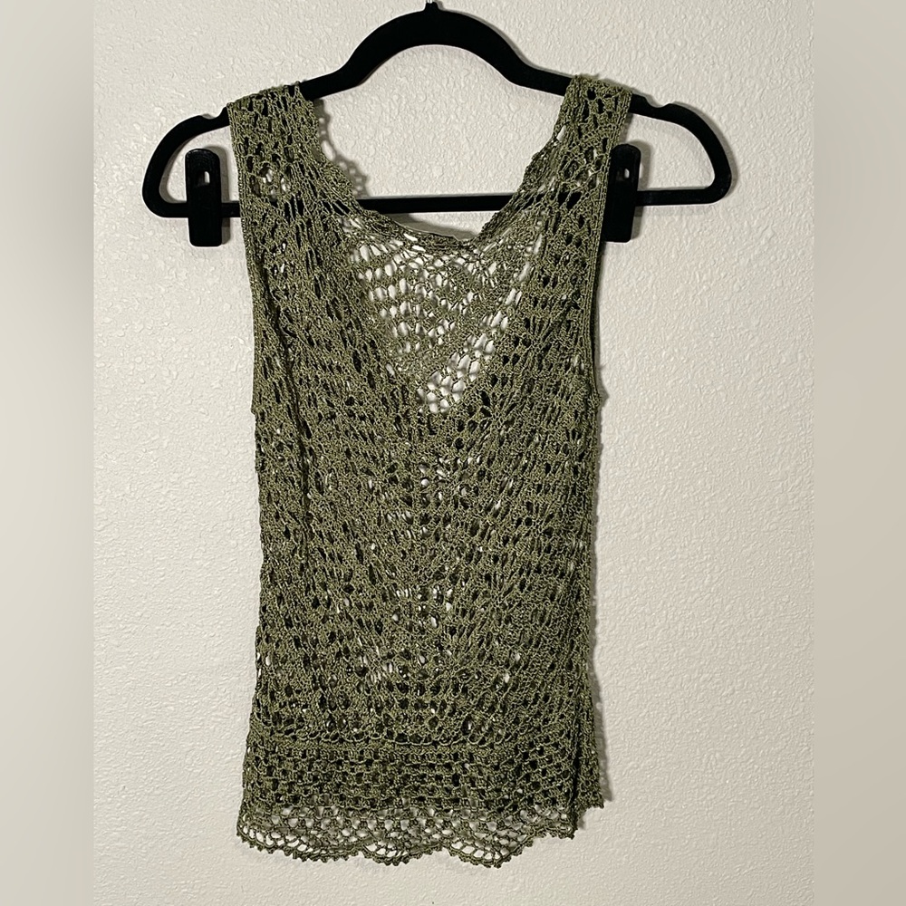 Bette Paige, Green Crochet Sleeveless top, size small